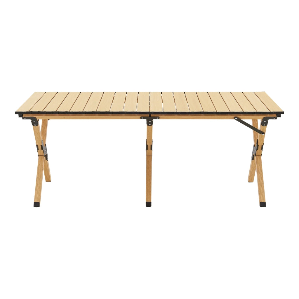 Set tavolo e 4 sedie da campeggio in tessuto Oxford 600D effetto legno beige 03_0010694