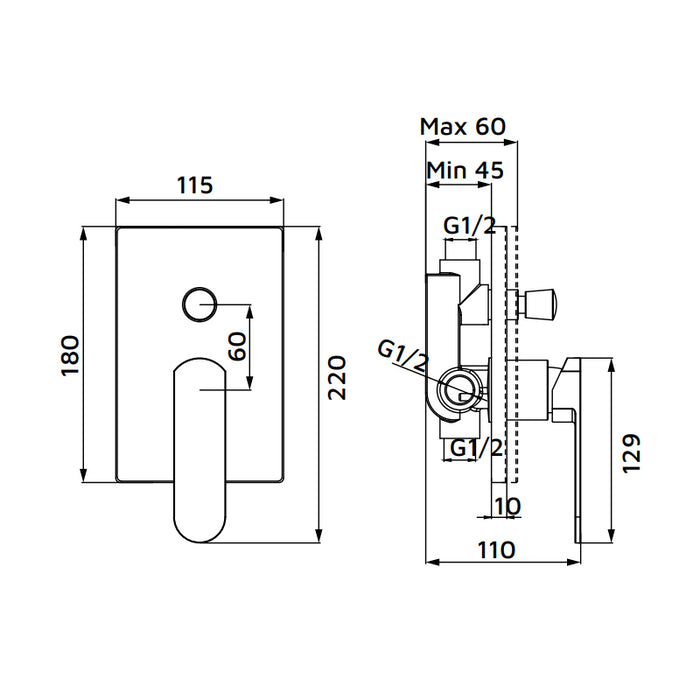Miscelatore incasso doccia con deviatore cromato - serie Venere