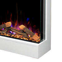 Caminetto Elettrico da Pavimento Autoportante Calliope Effetto Fuoco e Telecomando con Cornice in Legno MDF Bianco