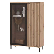 Mobile Espositore Elva, Vetrina 5 Ripiani, 93x40x137.5h cm Marrone Rovere Nodi