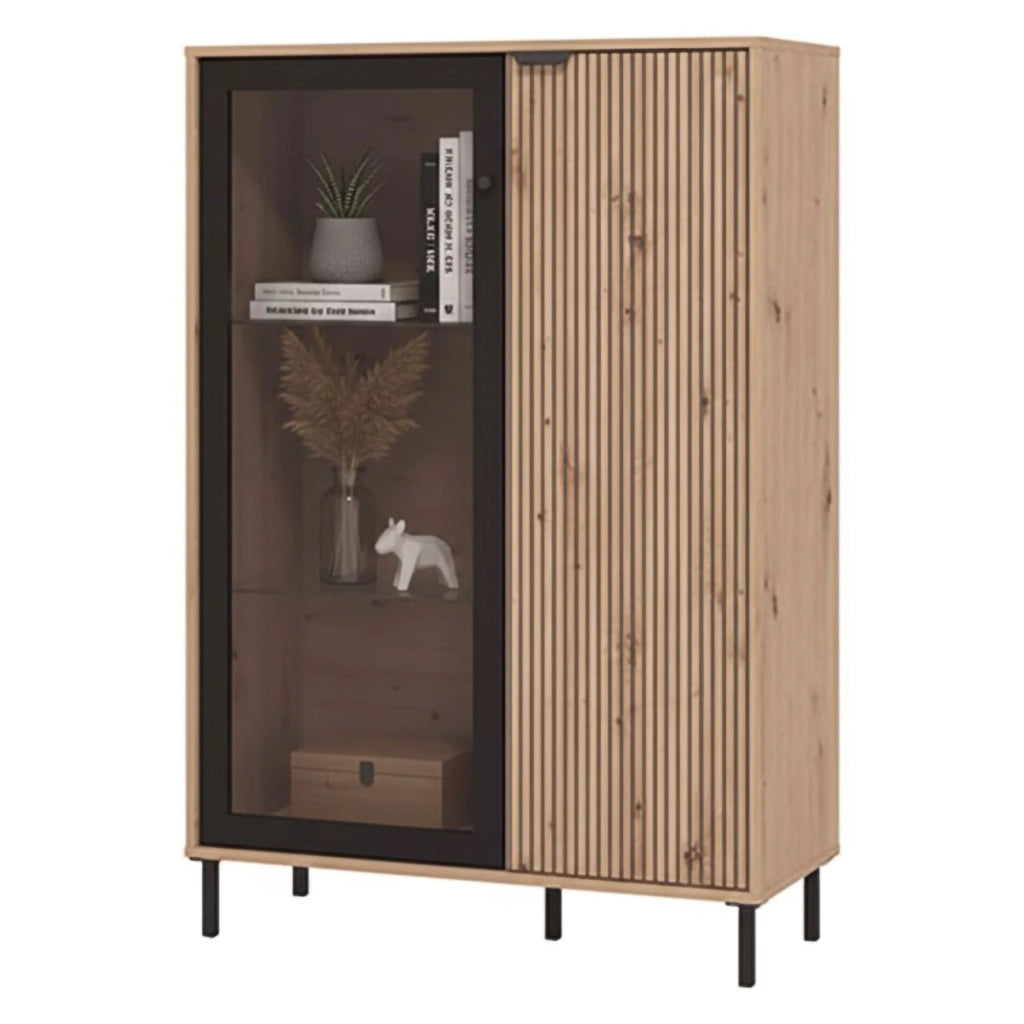 Mobile Espositore Elva, Vetrina 5 Ripiani, 93x40x137.5h cm Marrone Rovere Nodi