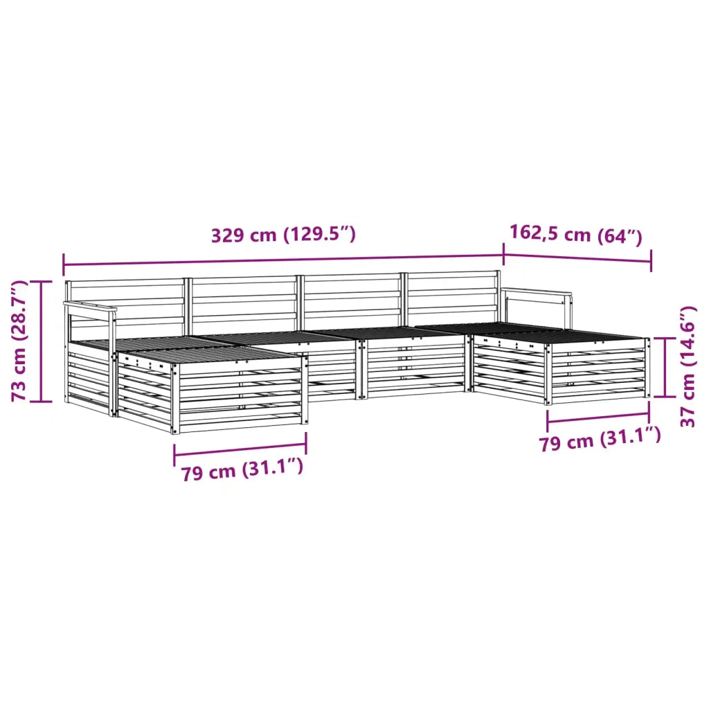 Set divani 6 pcs Naturale Legno di Acacia Massello