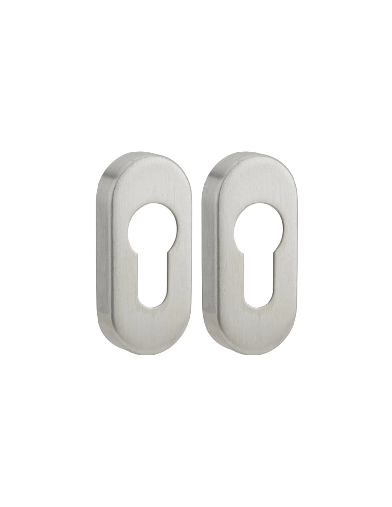Coppia di rosette ovali 65 x 30 mm in acciaio inox per cilindro europeo – THIRARD