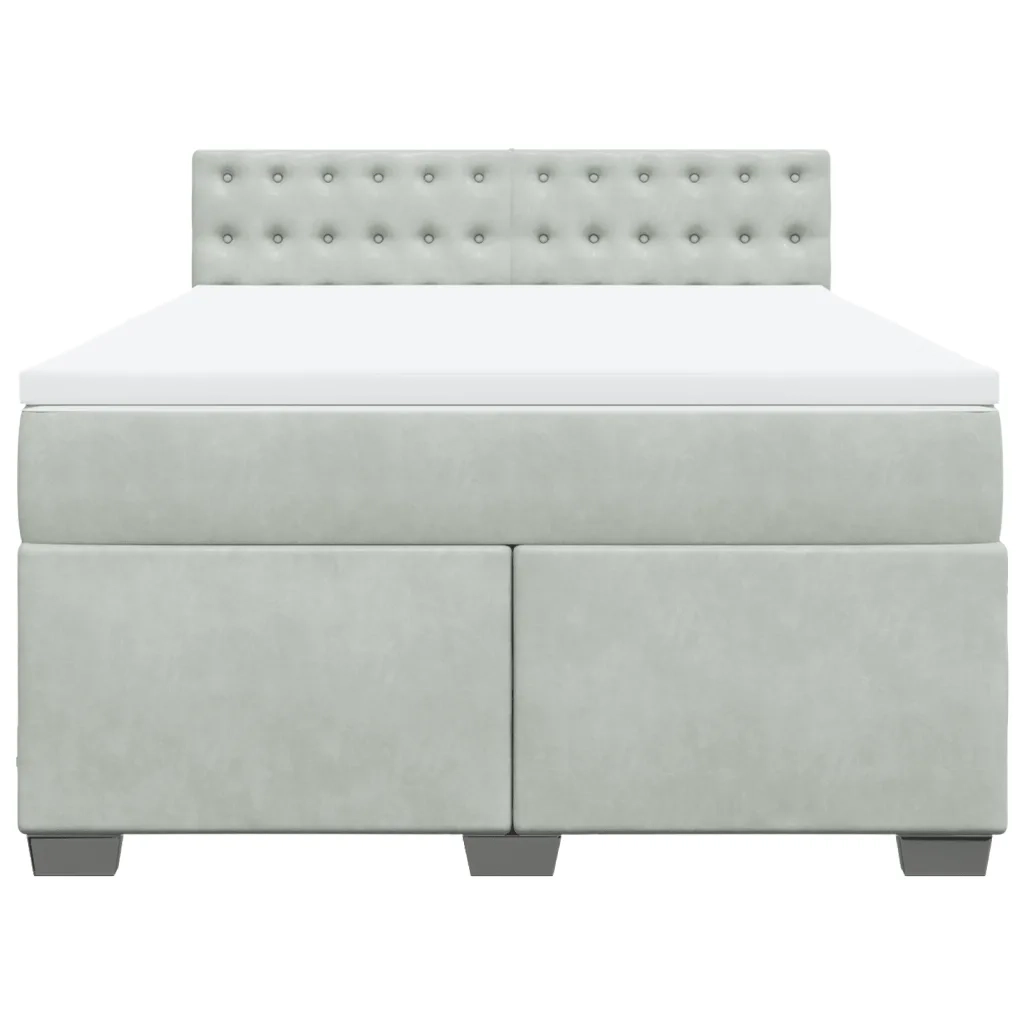 Giroletto a Molle con Materasso Grigio Chiaro 140x190cm Velluto