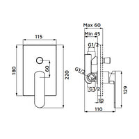 Miscelatore incasso doccia con deviatore gungrey - serie Venere