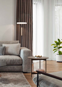 Piantana LED, metallo e vetro, caffè e bianco, H 130 cm, Celeste