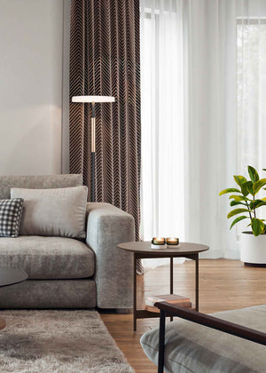 Piantana LED, metallo e vetro, caffè e bianco, H 130 cm, Celeste