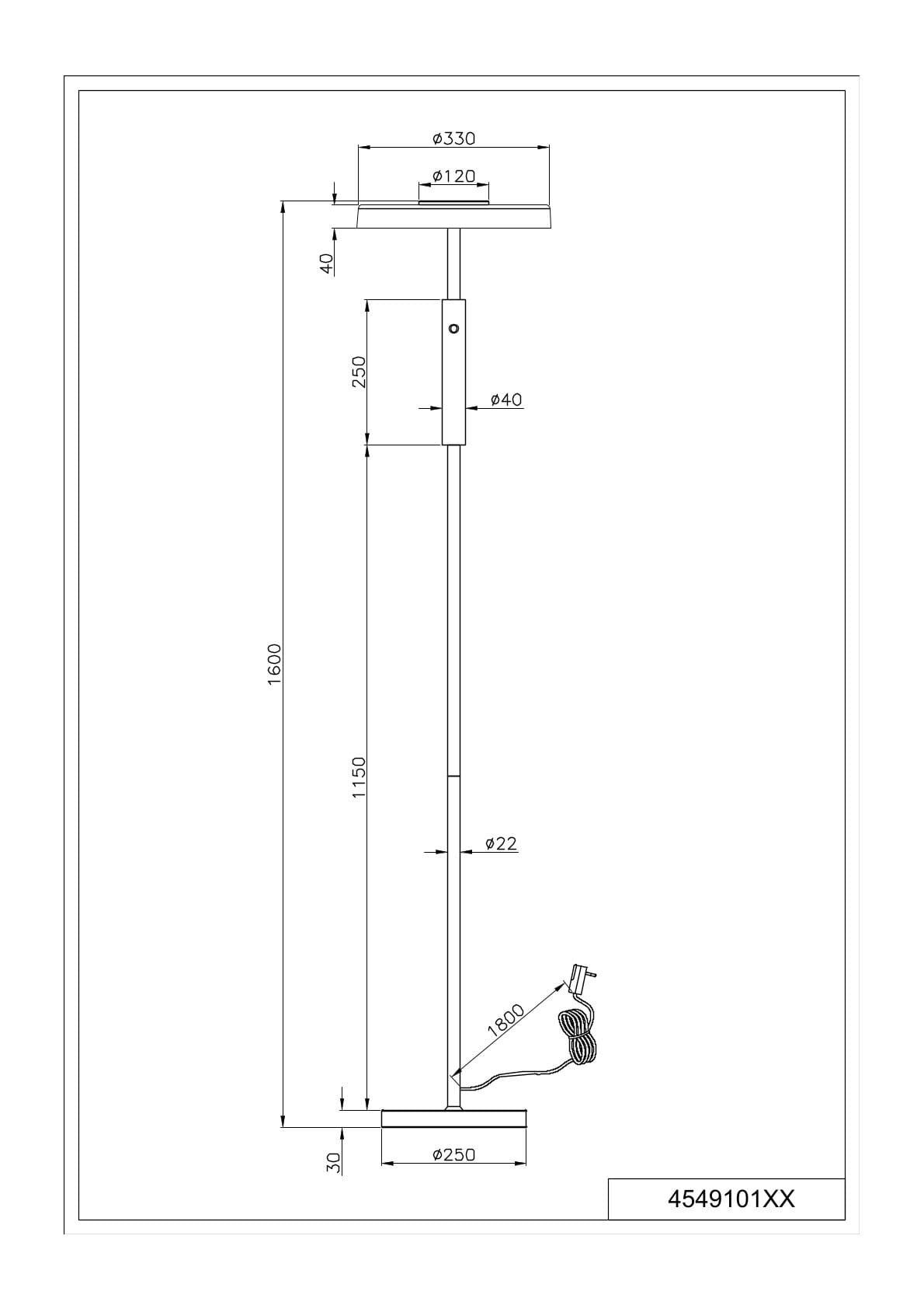 Piantana LED, metallo e vetro, caffè e bianco, H 130 cm, Celeste