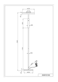 Piantana LED, metallo e vetro, caffè e bianco, H 130 cm, Celeste