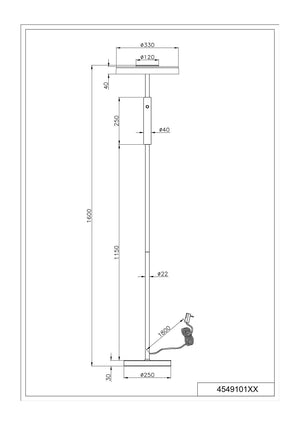 Piantana LED, metallo e vetro, caffè e bianco, H 130 cm, Celeste