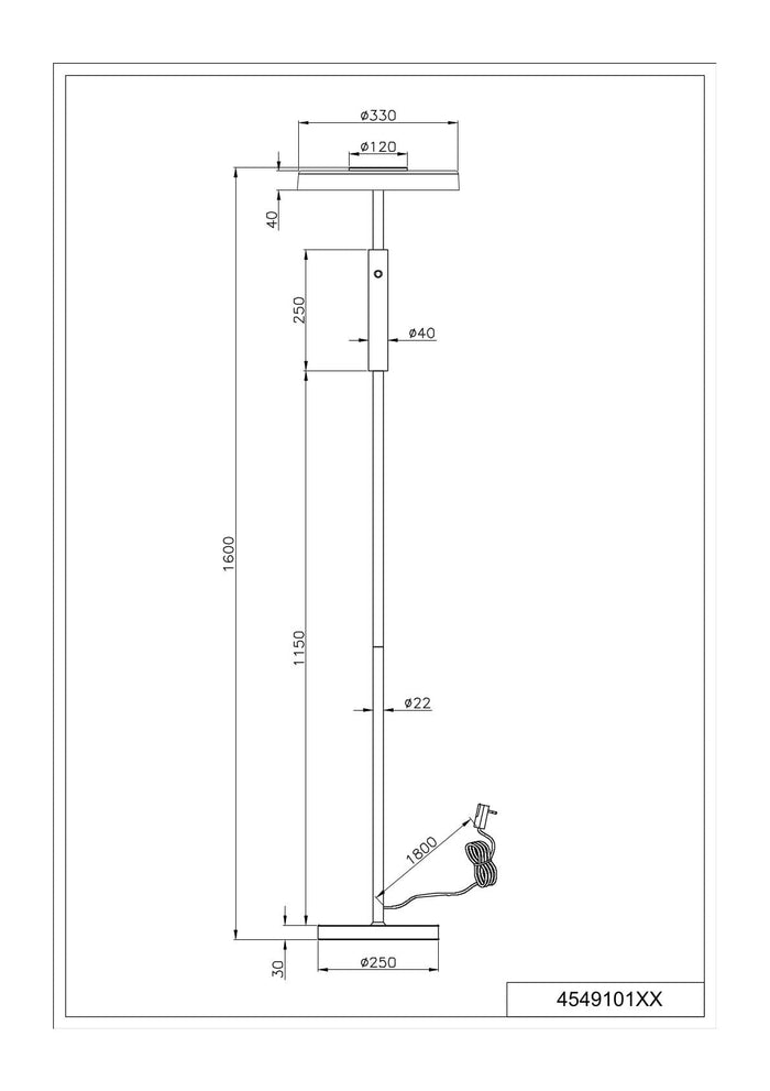 Piantana LED, metallo e vetro, caffè e bianco, H 130 cm, Celeste