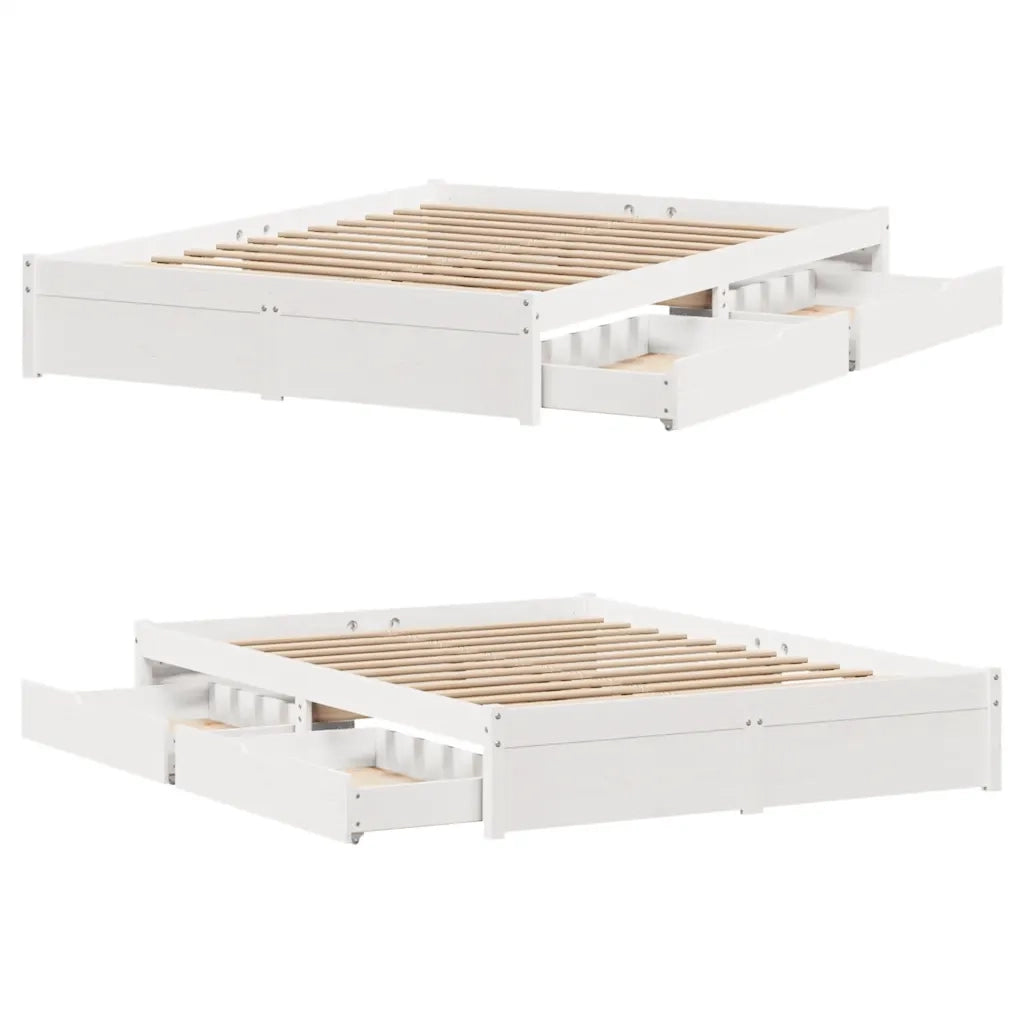 Letto senza Materasso-Struttura Letto Bianco 150x200 cm Legno Massello di Pino 806081
