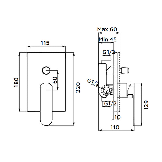 Miscelatore incasso doccia con deviatore oro opaco - serie Venere