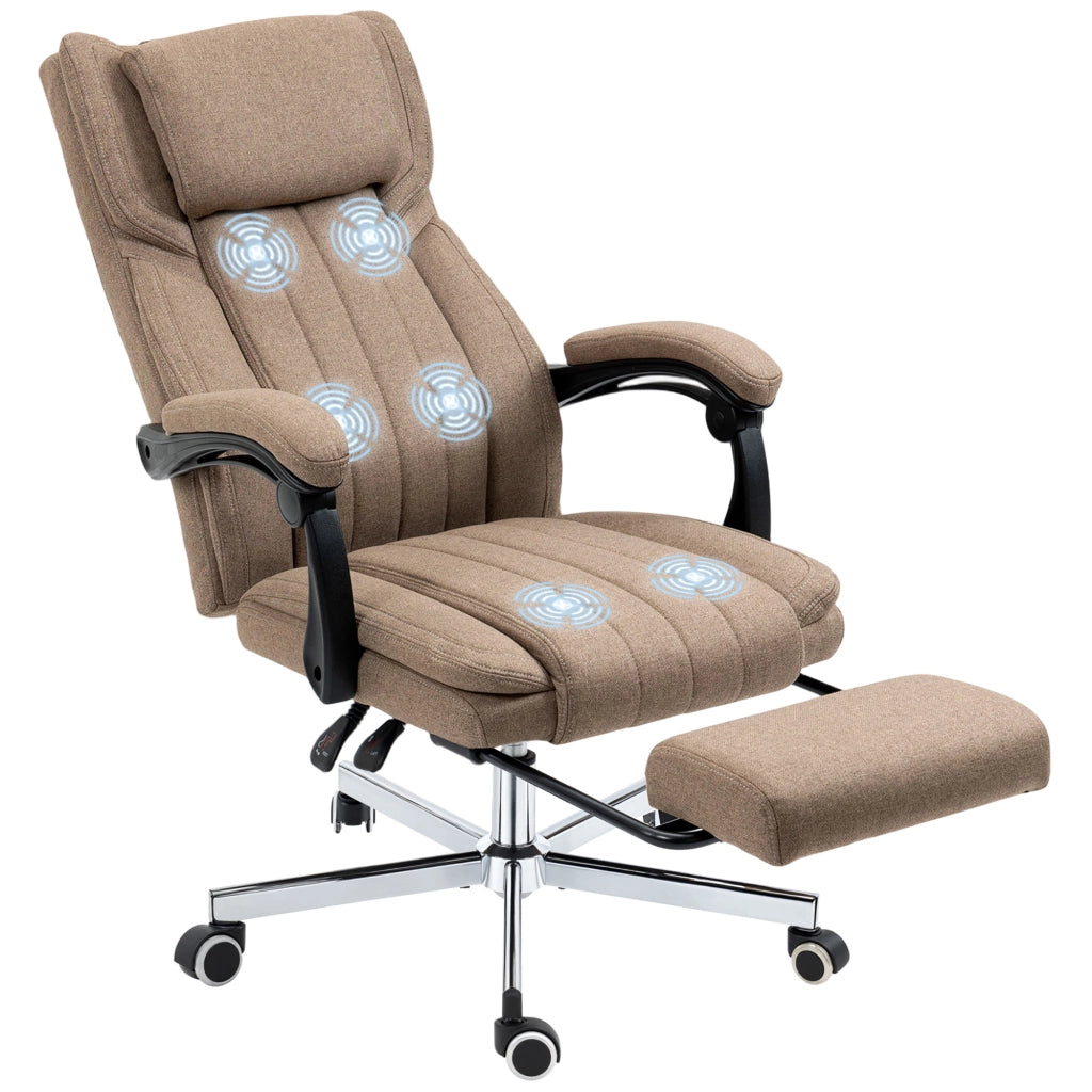 Sedia da Ufficio Massaggiante Reclinabile e Girevole ¨C Zephmum ¨C Marrone 65x61x108-118 cm