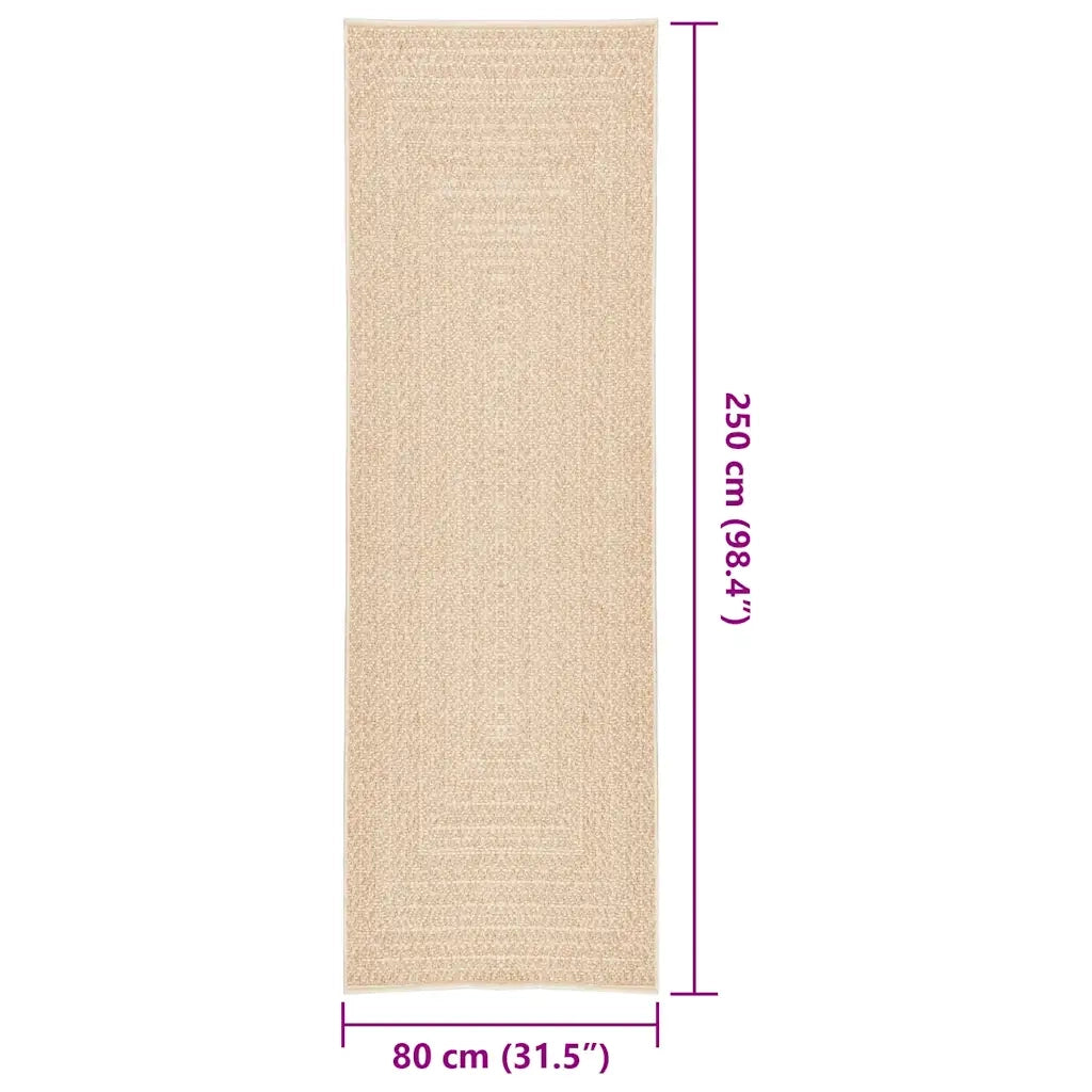 Tappeto ZIZUR Beige 80x250 cm Aspetto Iuta Interni ed Esterni 4010391