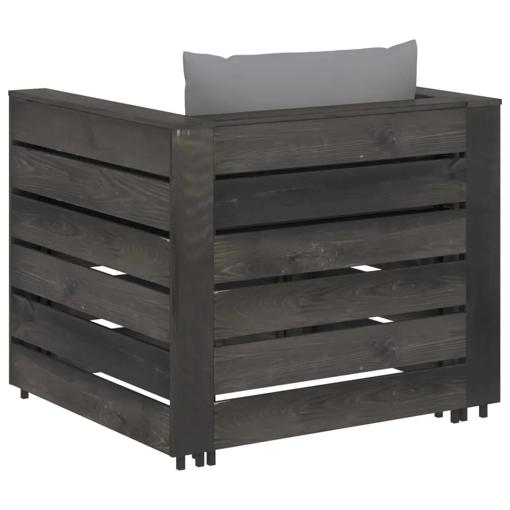 Set Salotto da Giardino 2pz con Cuscini Legno Impregnato Grigio 3068145