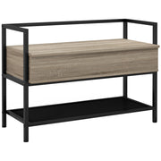 Banco ingresso con tapa abatible e ripiano grigliato ¨C zephmum ¨C rovere 84x39.5x61 cm