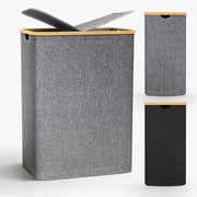 Capocica con coperchio, 2 vani, 140L contenitore per rifiuti con sacchetto di raccolta estraibile, contenitore per rifiuti, lavanderia, lavandino, cassettiera per la biancheria sporca, grigio