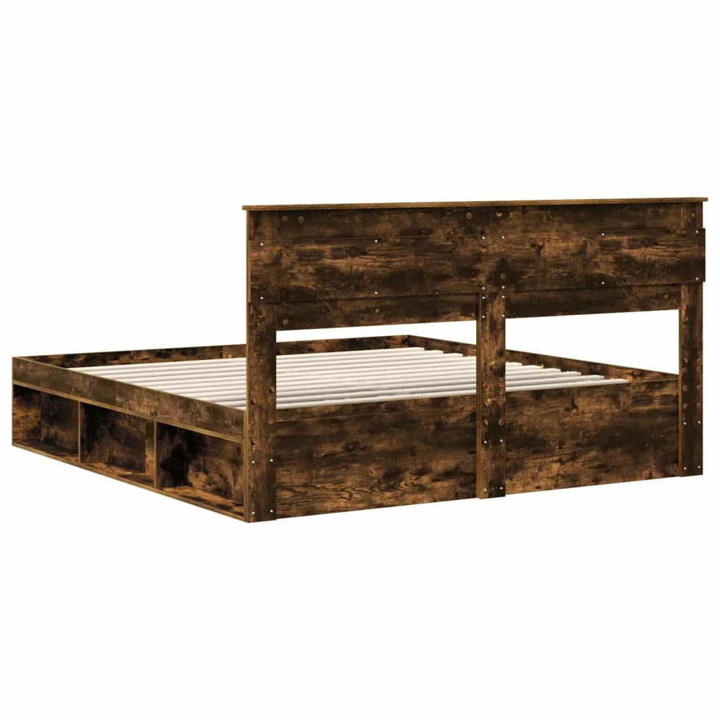 Struttura del letto Rovere fumé 200 x 200 cm Pino massello 3409723
