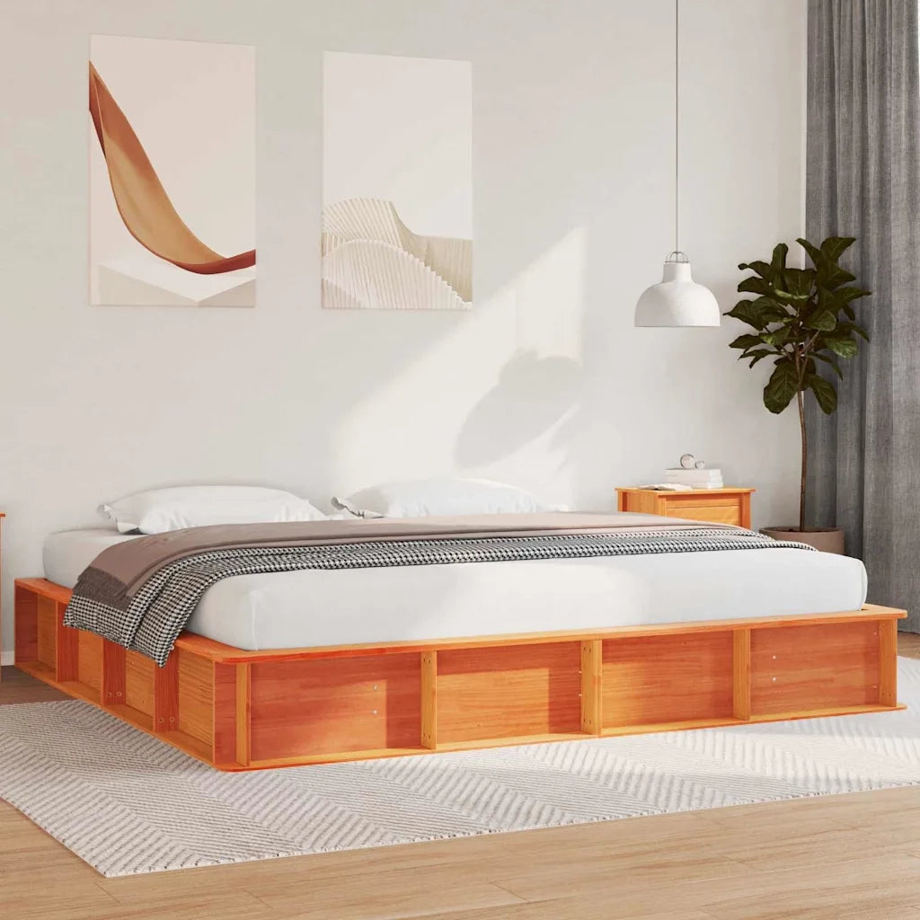 Struttura del letto Marrone cerato 200 x 200 cm Pino massello