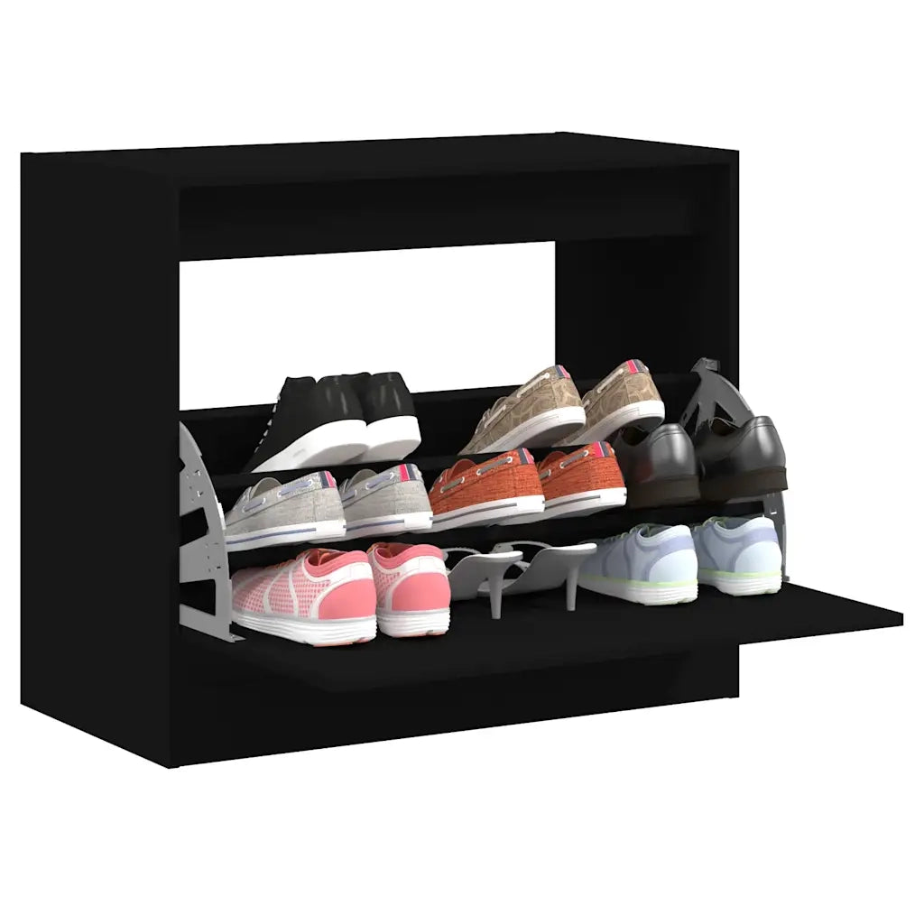 Scarpiera-Scaffale per scarpe Nera 80x42x69 cm in Legno Multistrato