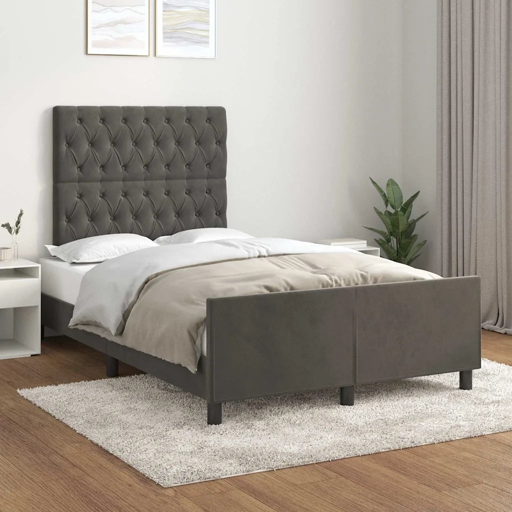 Giroletto senza Materasso Grigio Scuro 120x190 cm Velluto 3270597