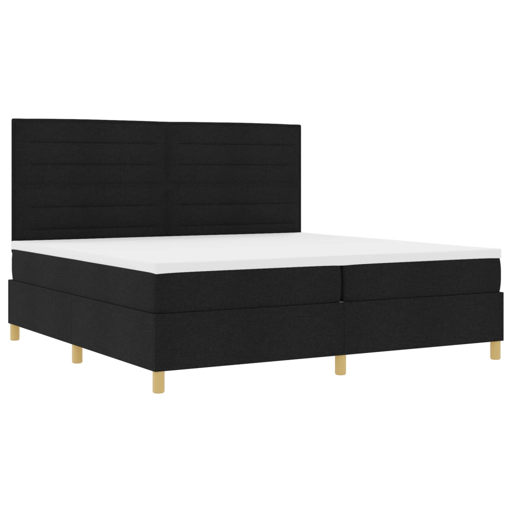 Letto Box Spring con Materasso Nero 200x200 cm Tessuto