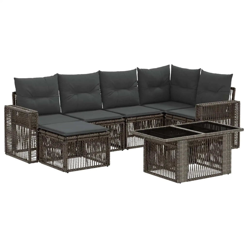 Set Divano da Giardino 7 pz Grigio e Grigio Scuro polyrattan 3436823