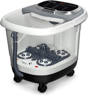 Idromassaggio per Piedi, Pediluvio Massaggiatore Plantare Massaggio Shiatsu, con Funzione Calore Timer e Rulli Luce a Infrarossi, Idromassaggiatore 15L (Grigio)