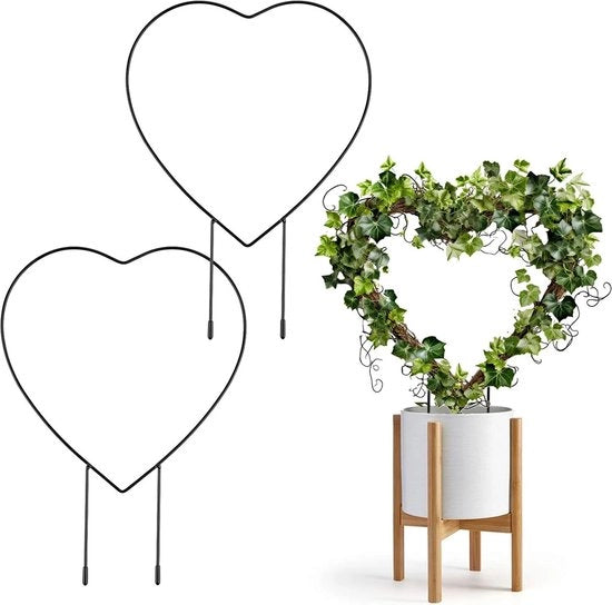 Sostegno per piante a forma di cuore - 2 pezzi di sostegno per piante metallico per piante rampicanti - aiuto per piante in casa e all'aperto.