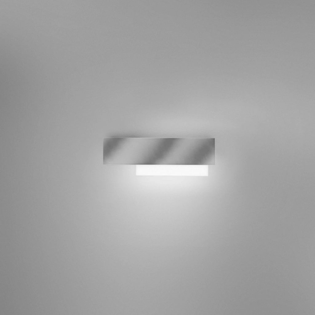 Doha - Applique led da parete moderna 15W - Alluminio bianco e acciaio, luce calda 3000K, 1270lm, diffusore bisatinato, IP20, l.40x13,5cm