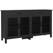 Armadio con ante scorrevoli e cassetti ¨C Zephmum ¨C Nero 150x40x85 cm