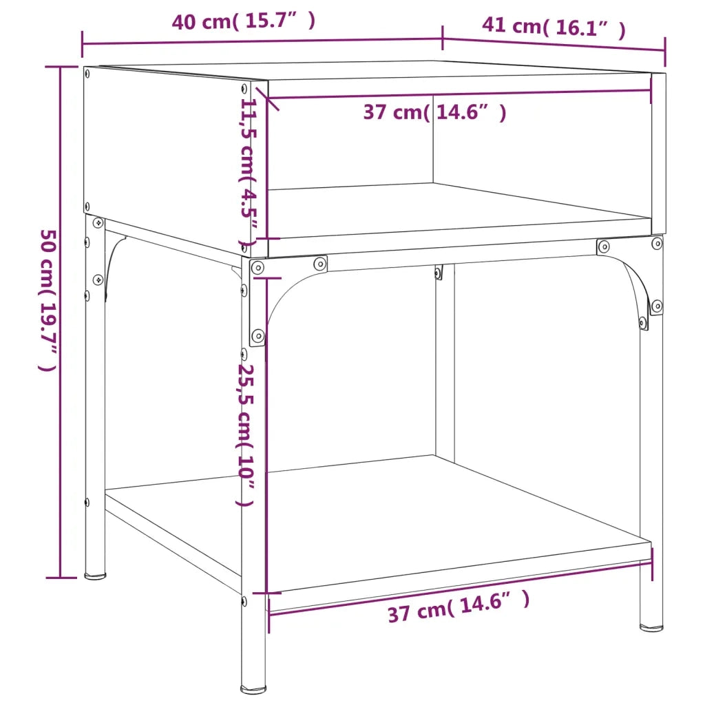 Comodini 2 pz Rovere Fumo 40x41x50 cm in Legno Multistrato 825878