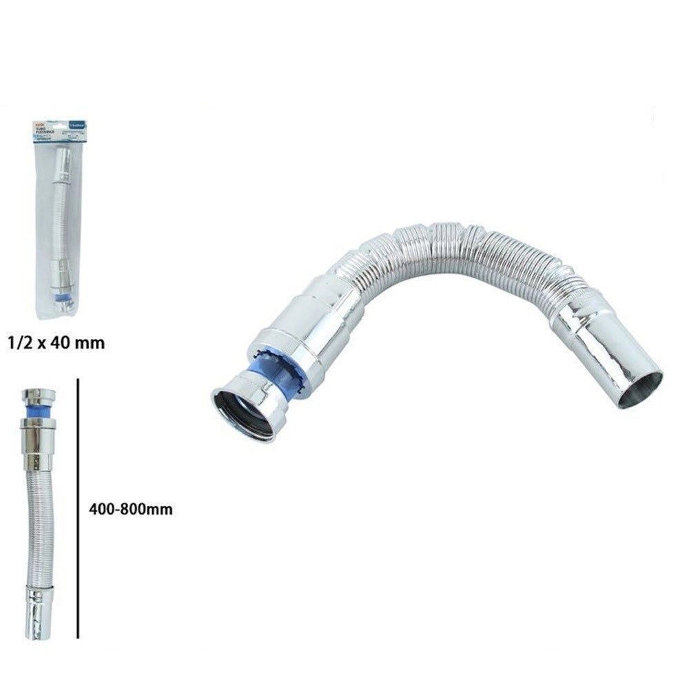 Trade Shop - Canotto Tubo Scarico Flessibile Estensibile Lavabo Lavello 400-800mm 1/2 10073 -