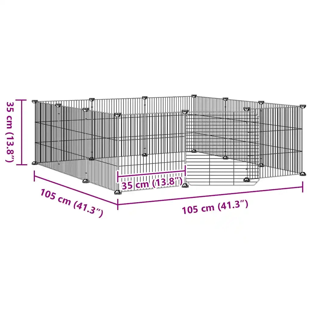 Gabbia per Animali 12 Pannelli con Porta Nero 35x35 cm Acciaio cod mxl 53723
