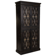 Vetrina in legno e vetro nera fatta a mano 90x40x183