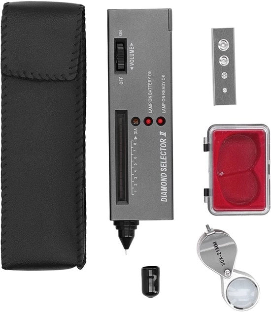 Strumento di Test per Gioielli con 30X Lente di ingrandimento LED - Detector di Durezza Professionale - Adatto per l'industria gioielliera