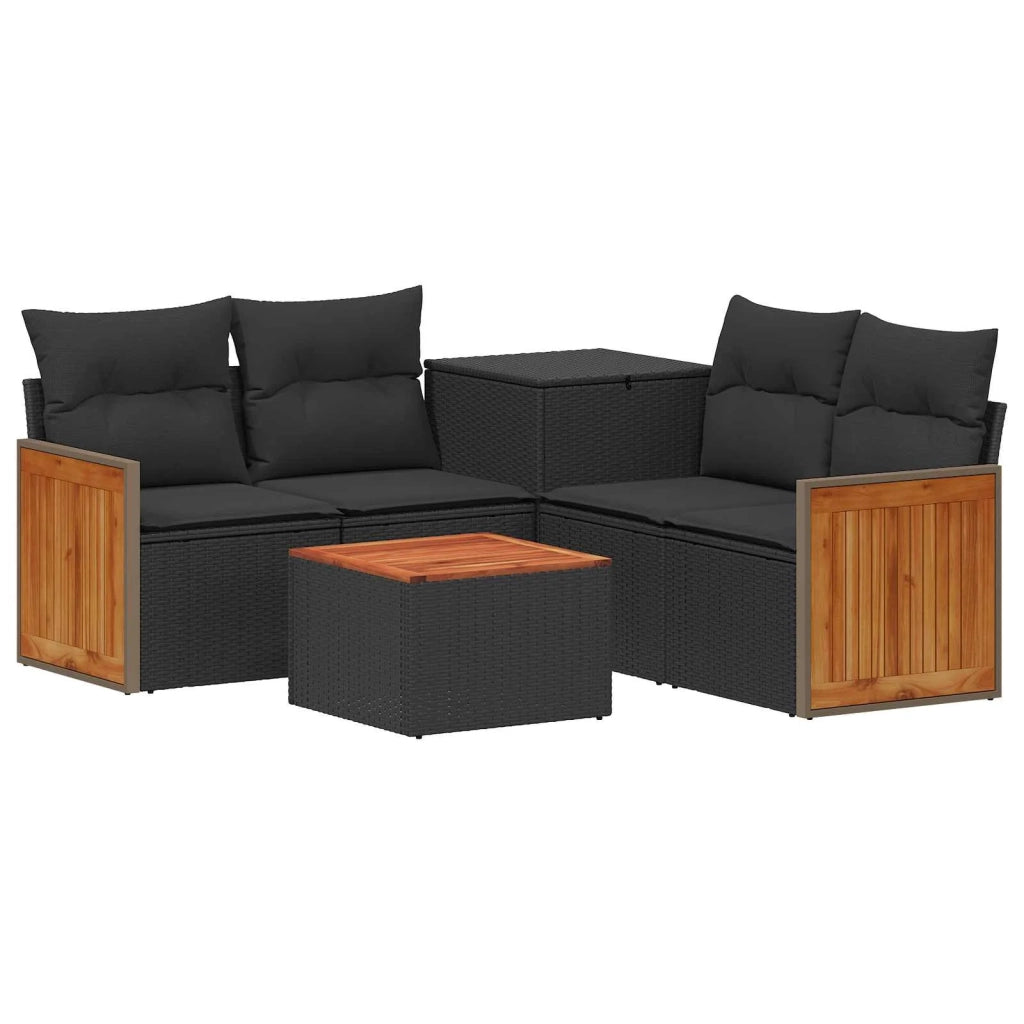 Set di divani 6 pz Nero Rattan sintetico e Acciaio 3447706