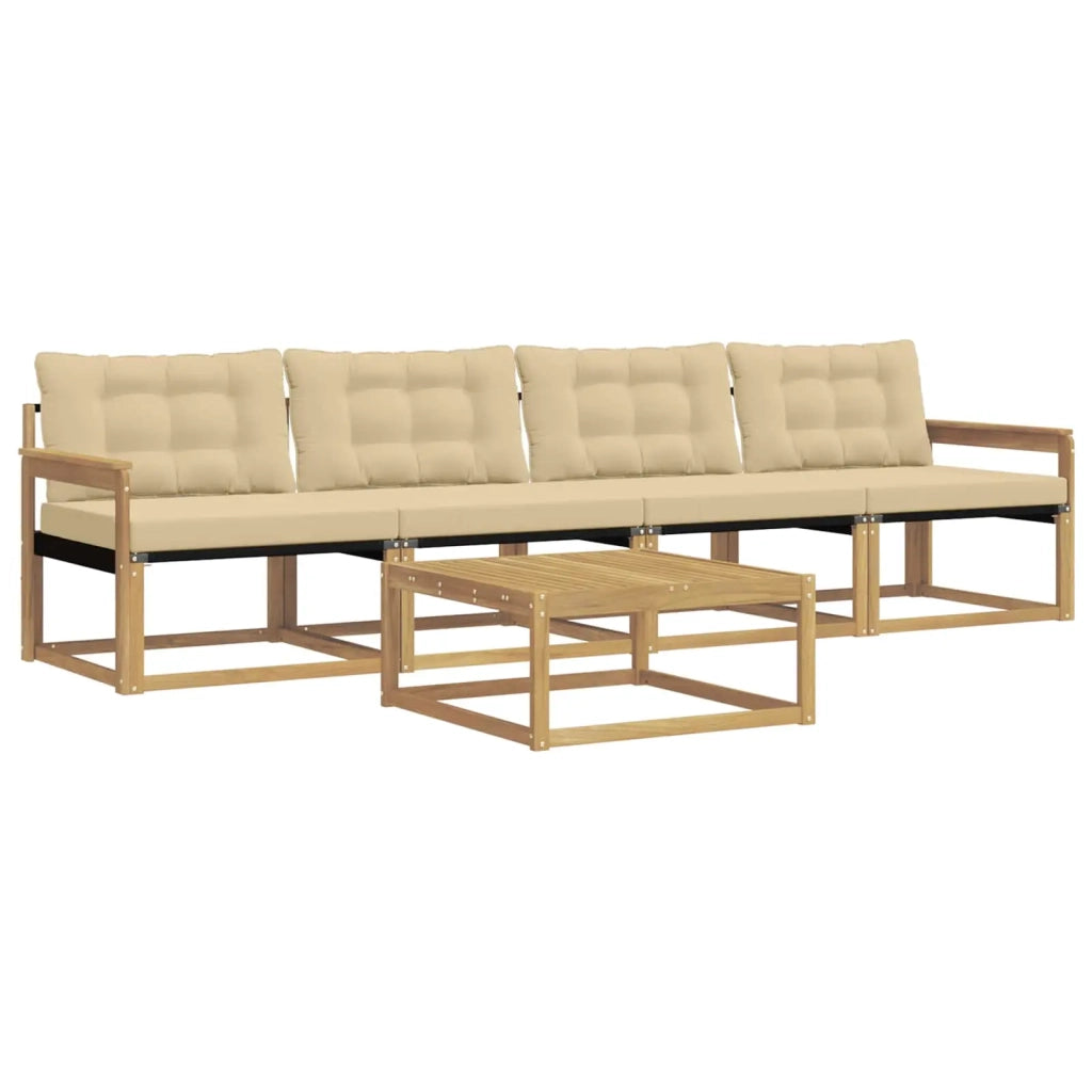 Set di divani da esterno 5 pcs Bianco e Beige 79 x 79 x 37 cm 3388391