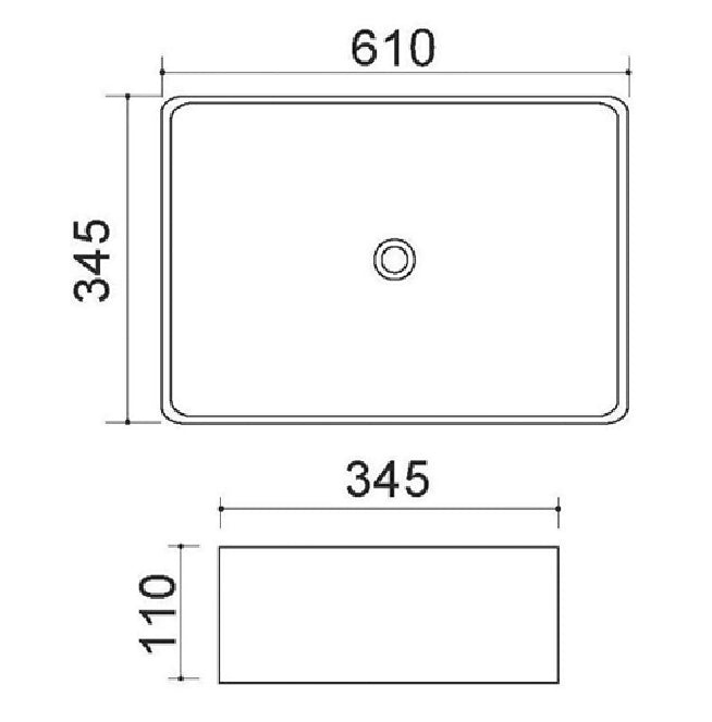 Lavabo appoggio 61x35 cm LA51 Bianco