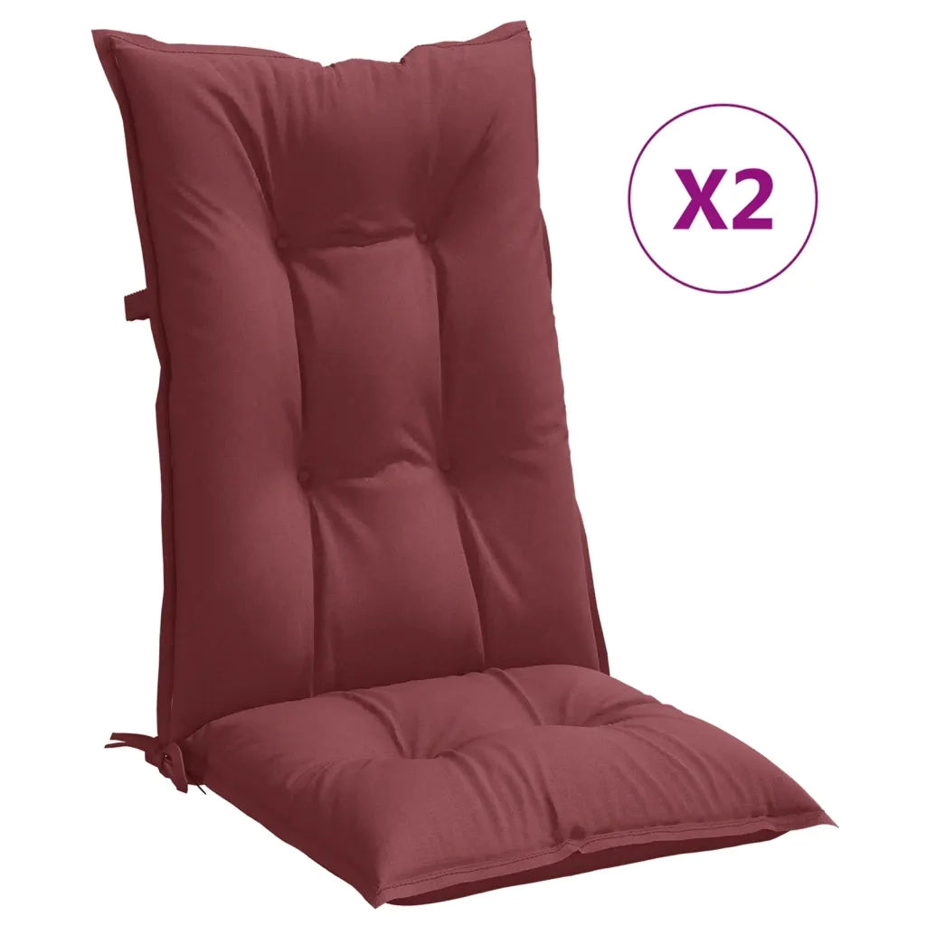 vidaXL Cuscini Sedia Schiena Alta 2 Rosso Vino Mélange 120x50x7 cm