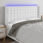 Testiera a LED Bianco 147x16x118/128 cm in Similpelle 3124139