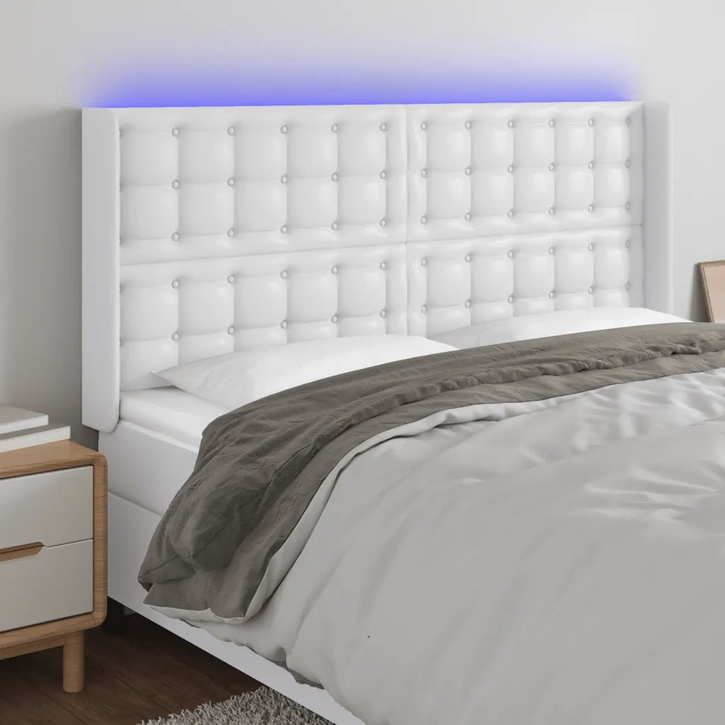 Testiera a LED Bianco 147x16x118/128 cm in Similpelle 3124139