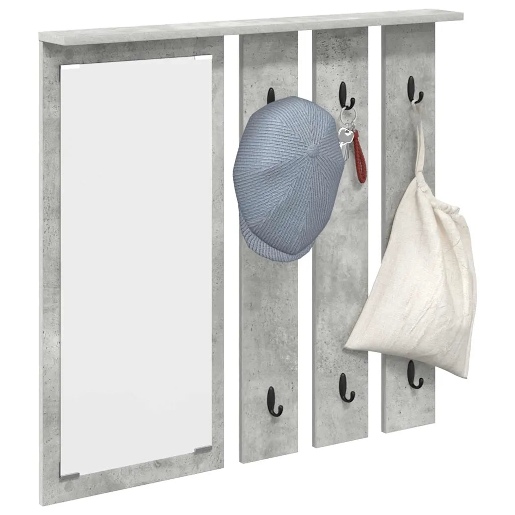 Appendiabiti a muro con specchio Grigio cemento 84 x 10 x 80 cm CFW2594461