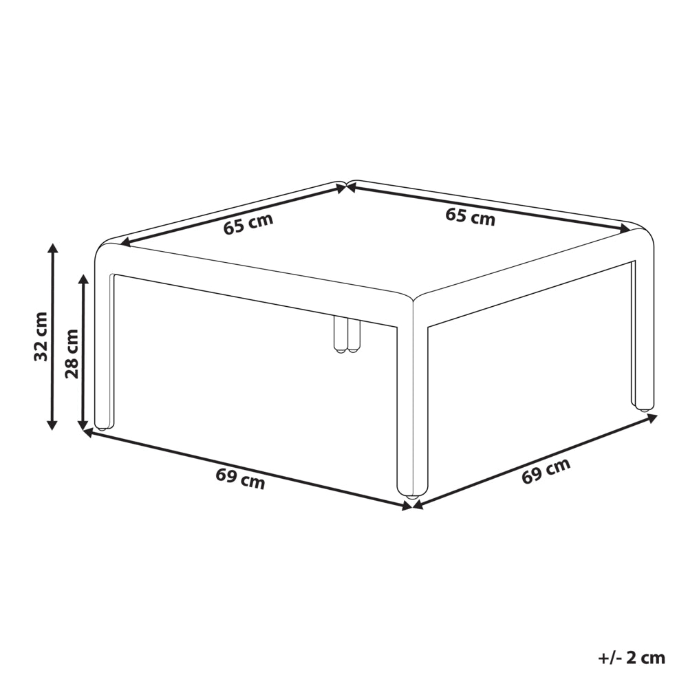 Tavolino da giardino Beige chiaro Struttura sintetica 69 x 69 cm Stile moderno per esterni