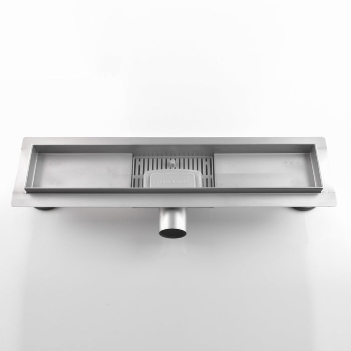 Canalina di Scarico 80x7 cm Piastrellabile in acciaio inox a Pavimento Bonussi