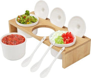 Set di contenitori per erbe ceramiche - Standard di conservazione in bambù - Salsa, salse, spezie - Sale e pepe - Casa e cucina - Adatto per uso cucina con cucchiai e coperchi