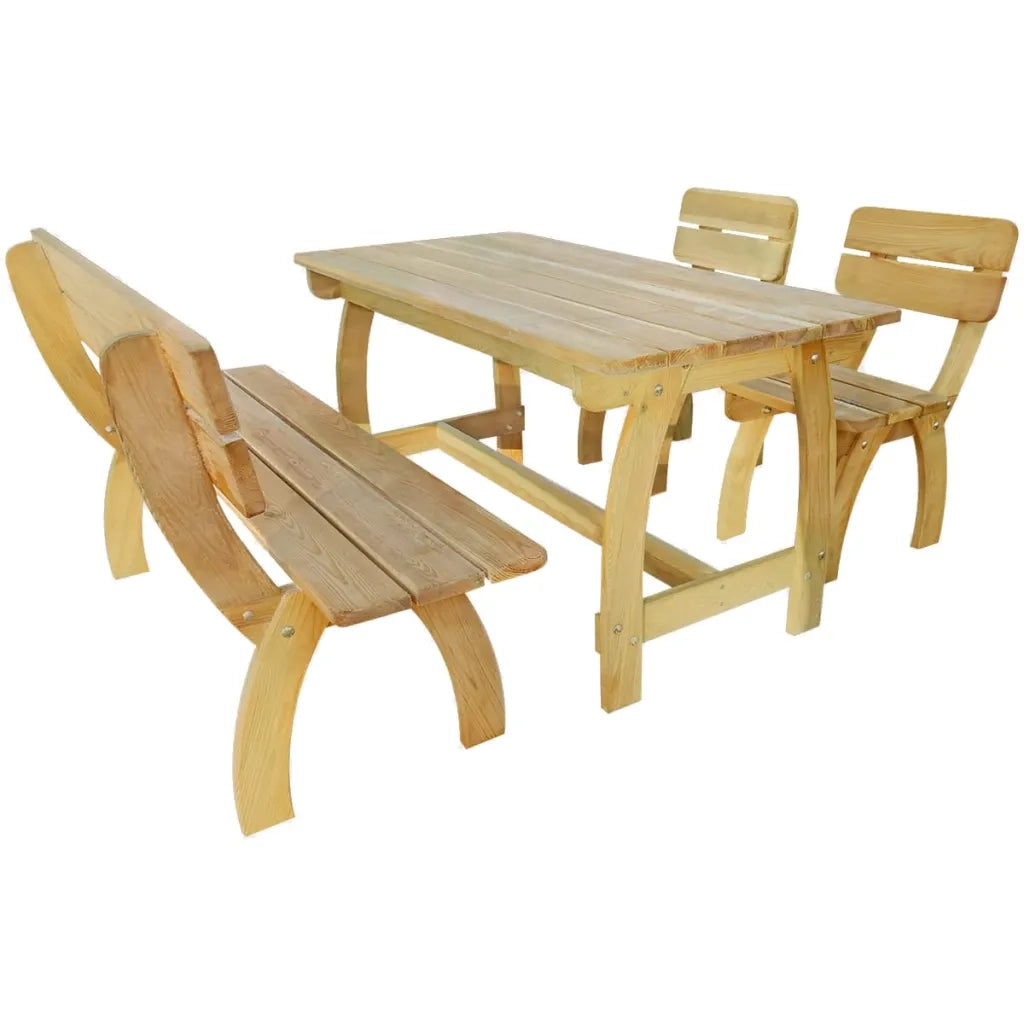 Set da Pranzo per Esterni 4 pz in Legno di Pino Impregnato cod mxl 35934