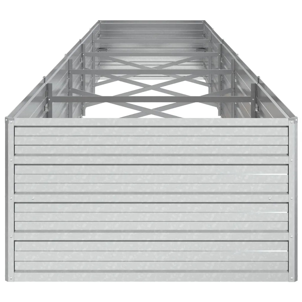 Fioriere | Cassetta per fiori | Letto Rialzato Giardino 400x80x45 cm in Acciaio Zincato Argento
