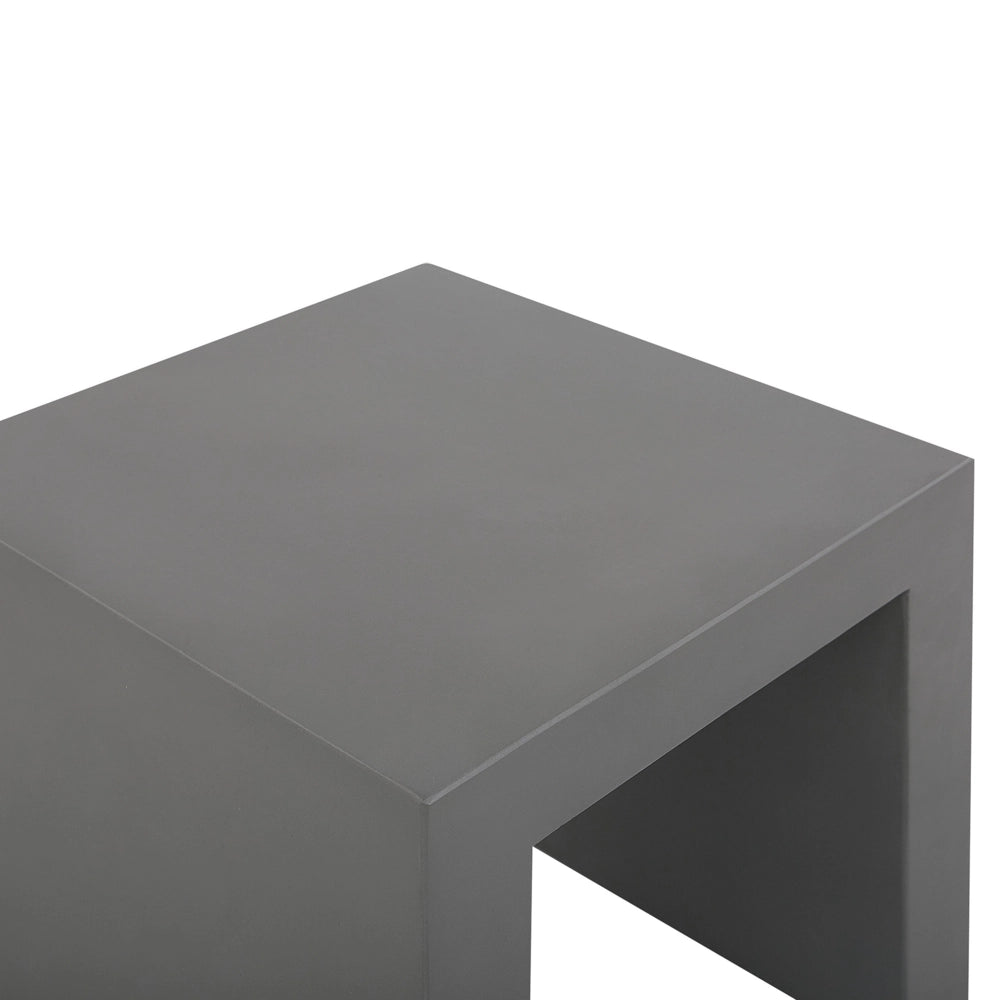Set da Giardino con Tavolo Rotondo in Legno e 4 Sgabelli in Cemento Grigio